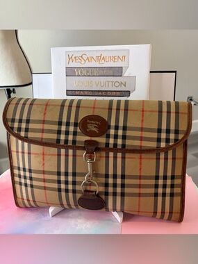 💼Burberrys Portfolio Document Case Nova Check Clutch Bag 🧳